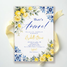 Convite That's Amore Lemon Blue Frame Roses Bridal Shower 