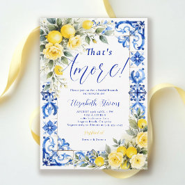 Convite That's Amore Lemon Blue Tile Floral Bridal Shower 