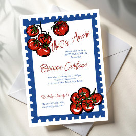 Convite That's amore tomato blue Italian bridal shower
