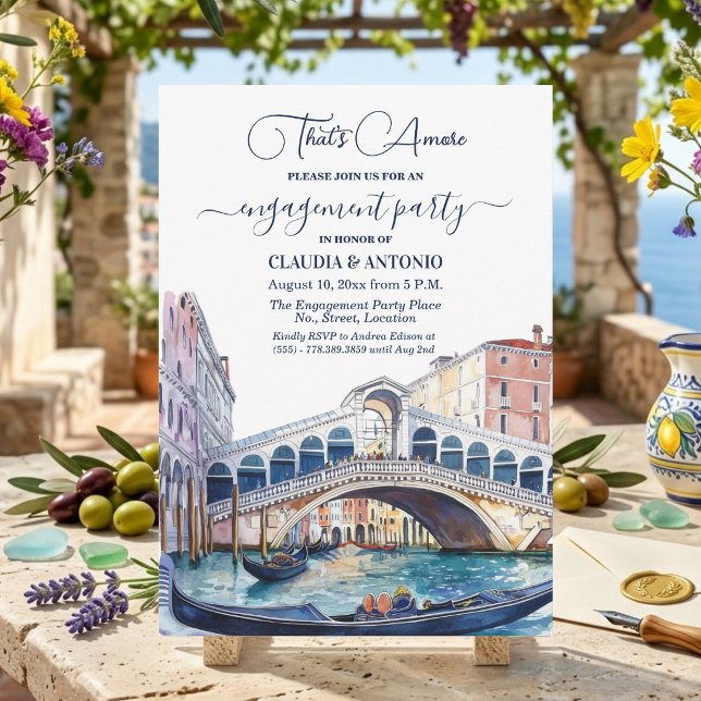 Convite That's Amore Watercolor Venice Engagement Party (Criador carregado)