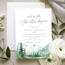 Convite The Adventure Begins Mountain Rustic Wedding