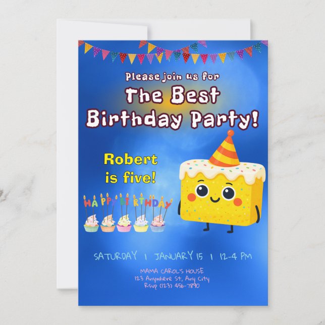 Convite The Best Birthday Party Cake Invitation (Frente)