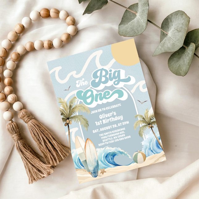 Convite The Big One Beach Party Summer 1st Birthday  (Criador carregado)