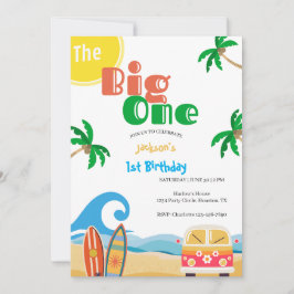 Convite The Big One Beach Surf 1st Birthday