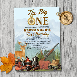 Convite The Big One Hunting Camping 1st Birthday