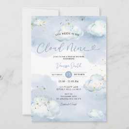 Convite The Bride is Cloud Nine Bridal Shower Gold Glitter