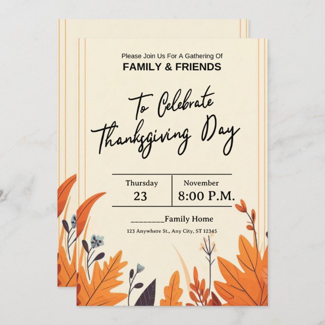 CONVITE THE COLORFUL AUTUMN SEASON AND THANKSGIVING (Frente/Verso)