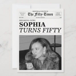 Convite The Fifty Times Newspaper 50th Birthday Party