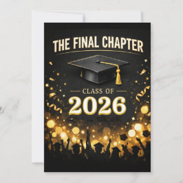Convite The Final Chapter Elegant Graduation Party Custom