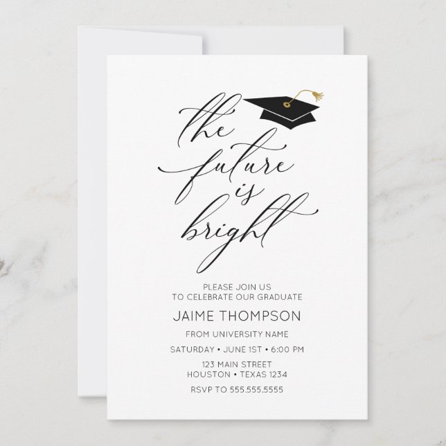 Convite The future is bright Modern Graduation Invitation (Frente)