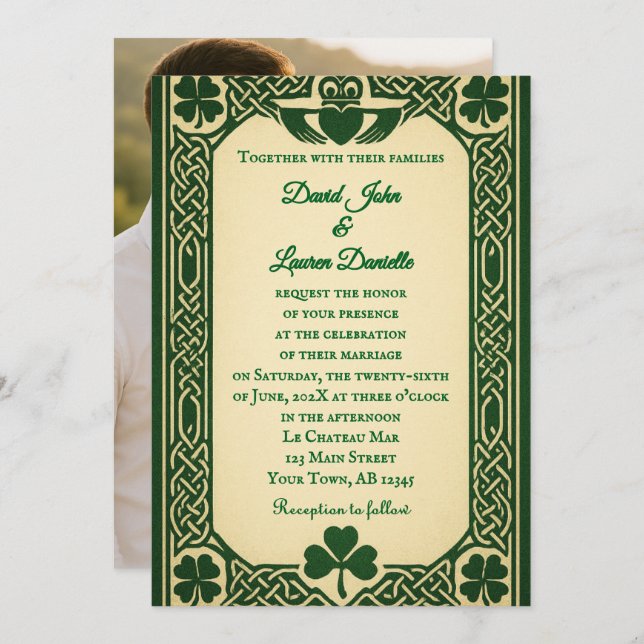 Convite The Gaelic Seal Photo Wedding Invitation (Frente/Verso)