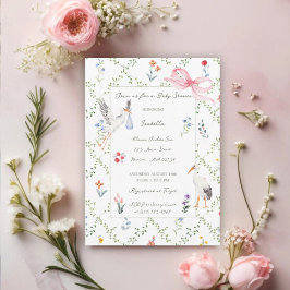 Convite The Heirloom Rose & Ribbon Signature Stork