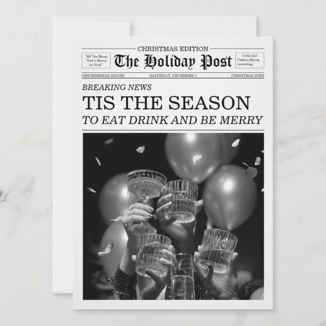 Convite The Holiday Press Newspaper Tis The season (Frente)