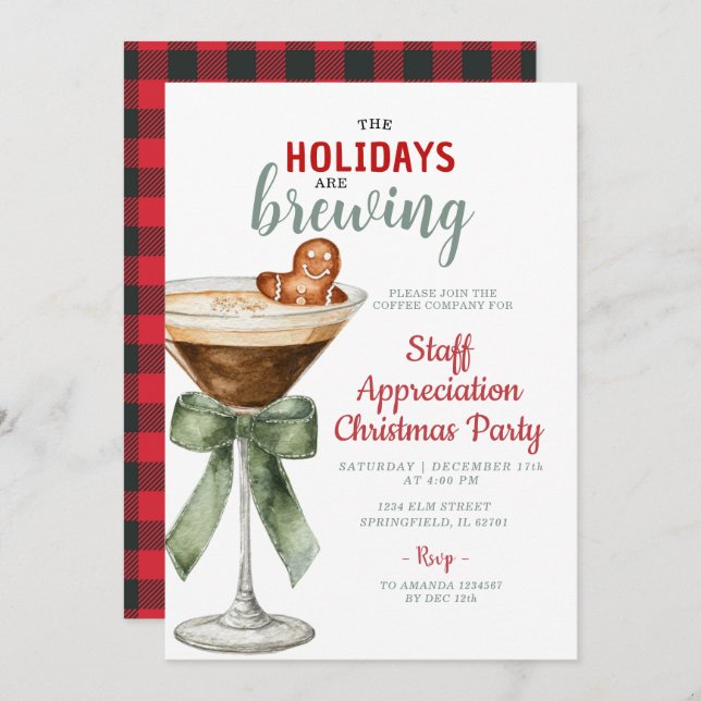 Convite The Holidays Are Brewing Office Community Invite (Frente/Verso)