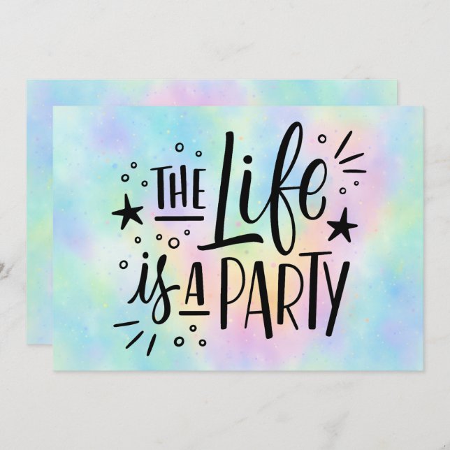 Convite "The Life Is a Party" Celebration Invitation – Fun (Frente/Verso)