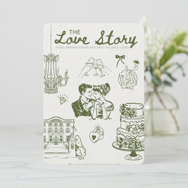 Convite 💍the love story invitation (Em pé/Frente)