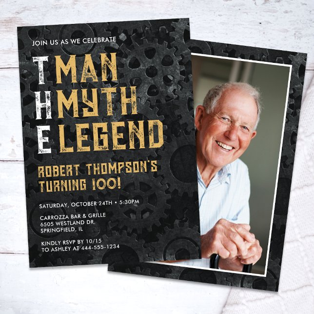Convite The Man The Myth The Legend 100th Photo Birthday (Criador carregado)