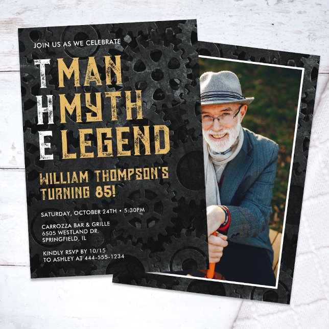 Convite The Man The Myth The Legend 85th Photo Birthday (Criador carregado)