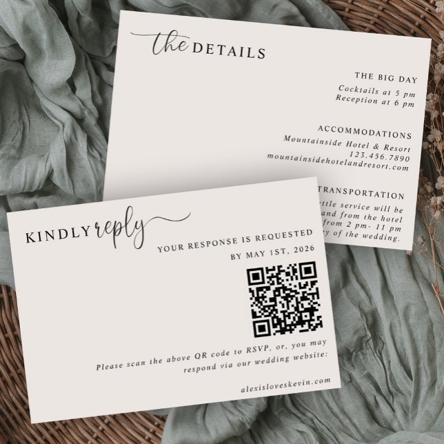Convite The Modern Neutral RSVP and Details Card  (Criador carregado)