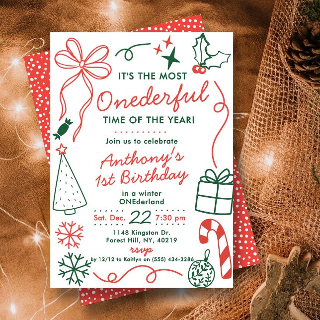 Convite The Most Onederful Time Of The Year 1st Birthday (Criador carregado)