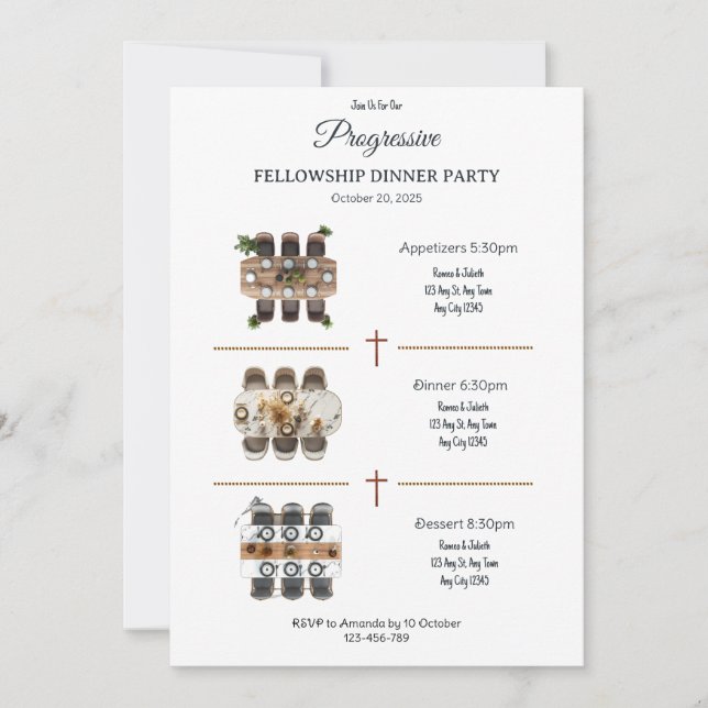 Convite The Moving Feast Progressive Dinner Invitation (Frente)