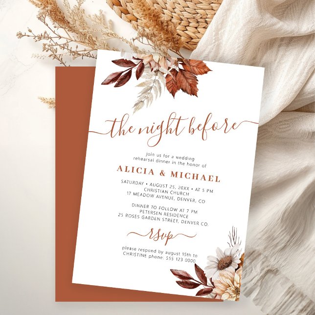 Convite The night before fall wedding rehearsal dinner (Criador carregado)