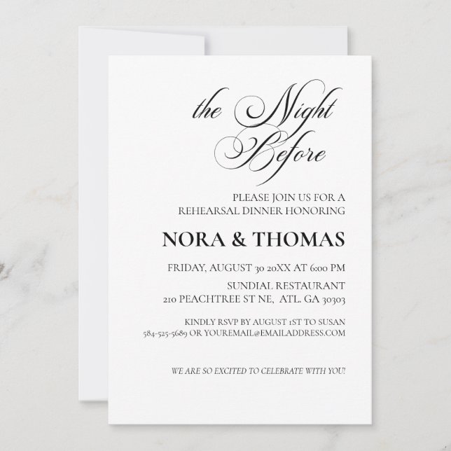 Convite The Night Before Rehearsal Dinner Invitation (Frente)