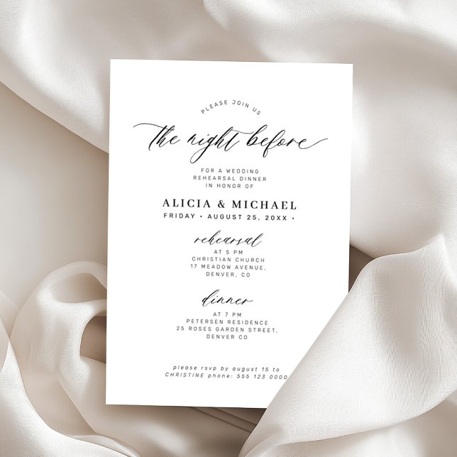 Convite The night before wedding elegant rehearsal dinner (Criador carregado)