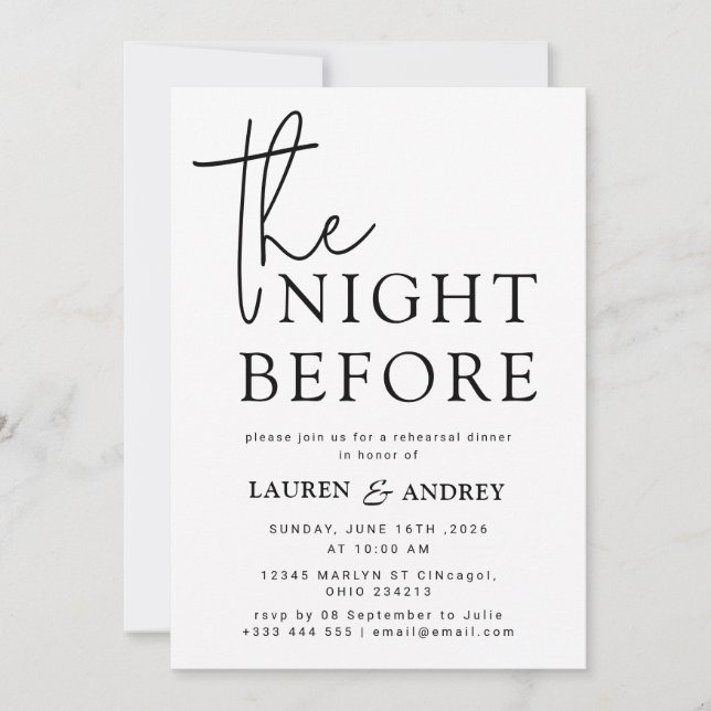 Convite The Night Before Wedding Invitation (Frente)