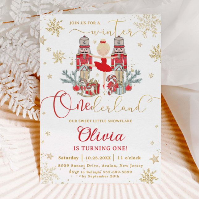 Convite The Nutcracker Winter Onederland 1st Birthday Red (Criador carregado)
