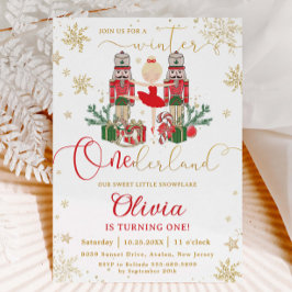Convite The Nutcracker Winter Onederland 1st Birthday Red