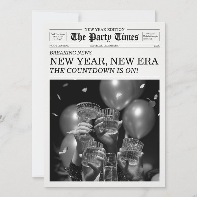 Convite The Party Times Newspaper New Year New Era (Frente)