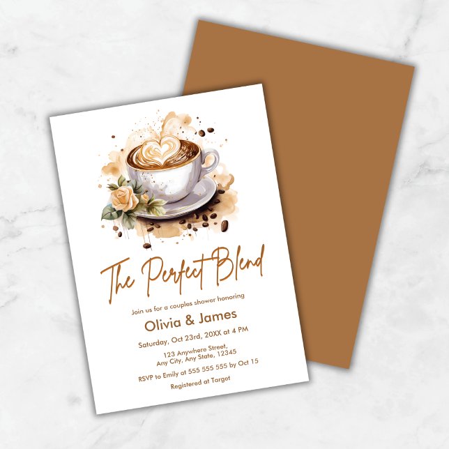 Convite The Perfect Blend Coffee Wedding Couples Shower (The Perfect Blend Coffee Wedding Couples Shower Invitation )