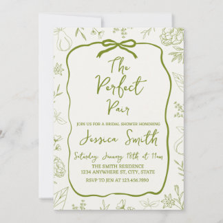 Convite The Perfect Pair Green Bridal Shower Invitation