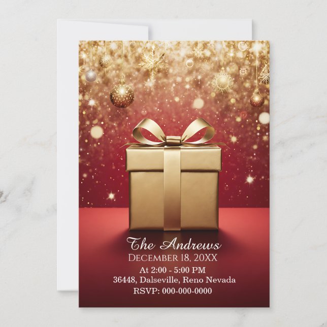 Convite The Real Gift Gold Christmas Present Invitations (Frente)