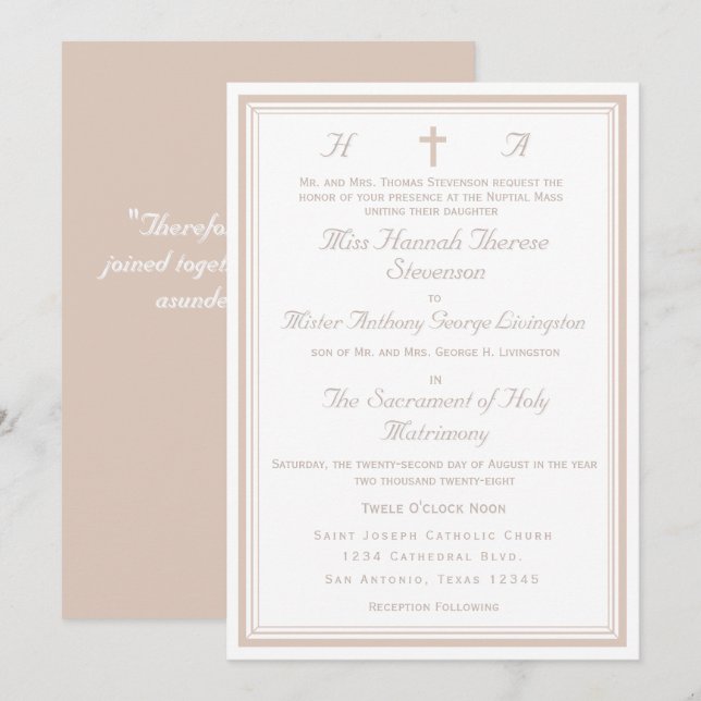 Convite The Refined Catholic Wedding (Frente/Verso)