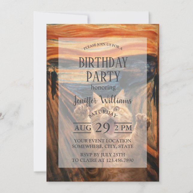 Convite The Scream Cat Parody Art                          (Frente)