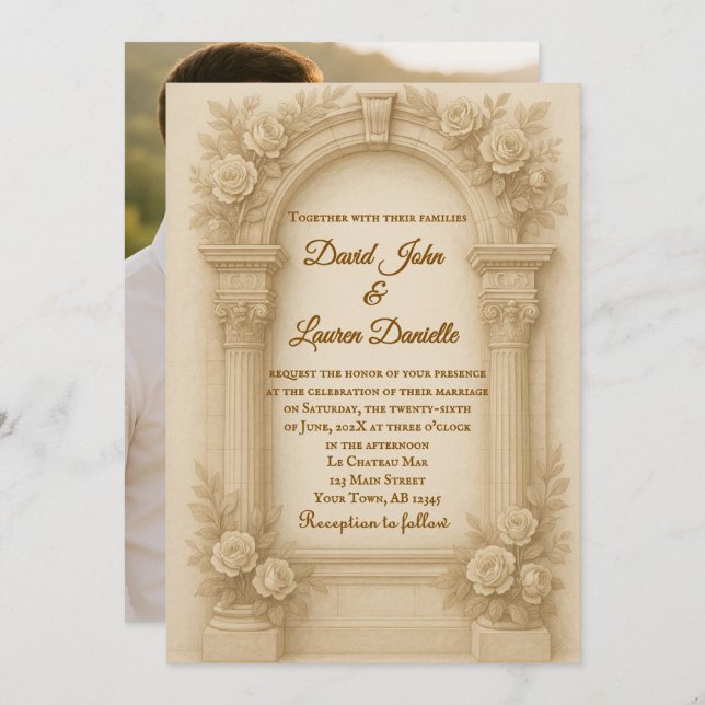 Convite The Sculpted Vow Photo Wedding Invitation (Frente/Verso)