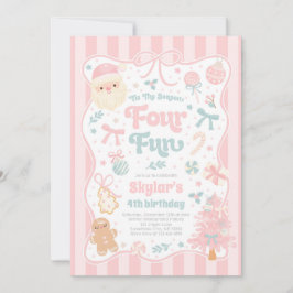 Convite The Season Four Fun Christmas Bow 4th Birthday