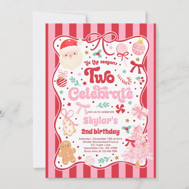 Convite The Season Two Celebrate Christmas 2nd Birthday (Frente)