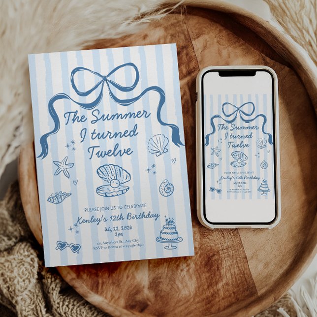 Convite The Summer I turned 12 Birthday Invitation (Criador carregado)