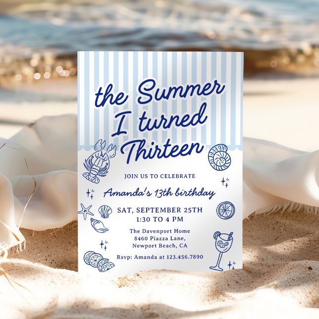 Convite The Summer I Turned Thirteen 13th Birthday Party (Criador carregado)
