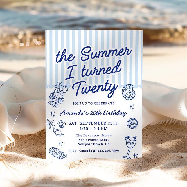Convite The Summer I Turned Twenty 20th Birthday Party (Criador carregado)