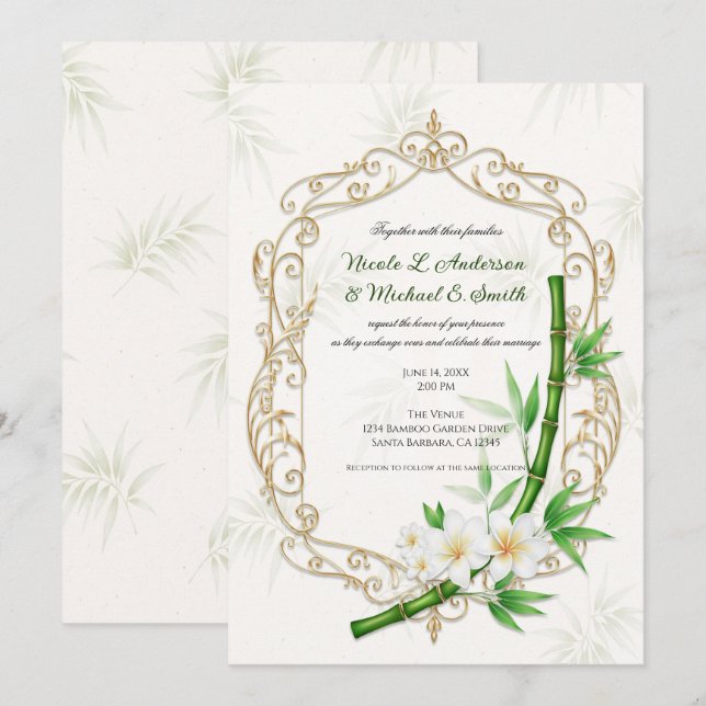 Convite The Tropical Imperial Bamboo Garden Wedding  (Frente/Verso)