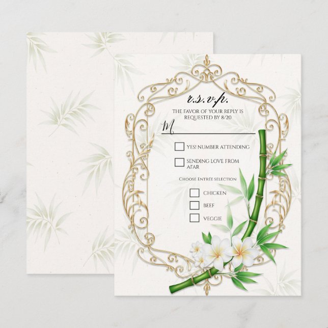Convite The Tropical Imperial Bamboo Garden Wedding  (Frente/Verso)