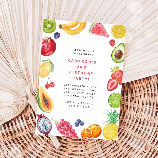 Convite The Very Hungry Caterpillar Fruit Birthday (Criador carregado)