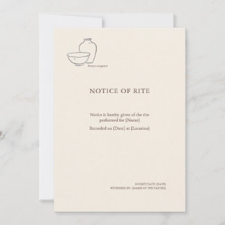 Convite The Vessel- Minimalist Sacrement Announcement