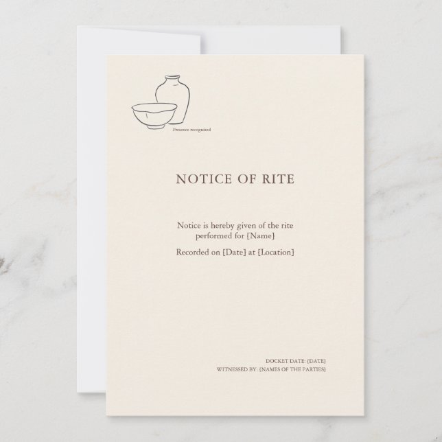 Convite The Vessel- Minimalist Sacrement Announcement  (Frente)