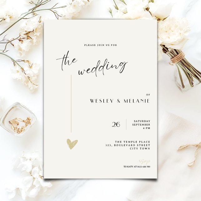 Convite The wedding Invitation - Minimalist Black and Gold (Criador carregado)