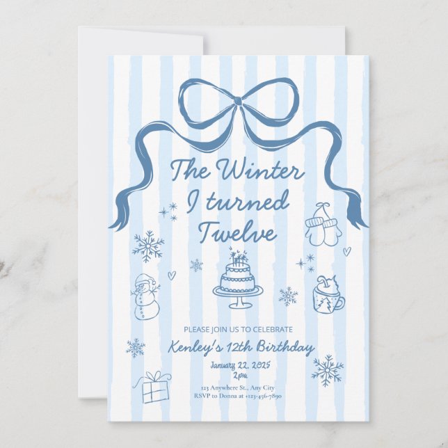 Convite The Winter I turned 12 Birthday Invitation (Frente)